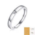 Adjustable S925 silver moissanite ring with square four-prong setting and GRA certificate - Adjustable Open / Men's Ring Style (R12372-With GRA Cert)