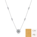 Sterling silver moissanite halo necklace with symmetrical side stones on chain - 1ct Moissanite with GRA Certificate