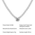 Silver Cuban link necklace with 6.5mm moissanite pendant and thick gold plating - 1 Carat Moissanite (45+5cm)