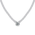 S925 sterling silver moissanite Cuban link necklace with a round brilliant diamond pendant - 2 Carat Moissanite (45+5cm)