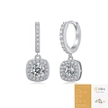 Pendientes de plata 925 con colgante de moissanita halo y certificado GRA - Estilo Halo Cuadrado con Certificado GRA (E12926)