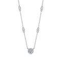 925 silver halo necklace with a round moissanite pendant and small stone accents - 2 Carat Moissanite