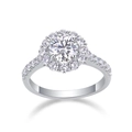 Elegante S925 sterling zilveren moissanite ring met halo-zetting en pavé diamantband - US Maat 5 / Moissanite Stijl