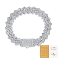 Ασημένιο βραχιόλι S925 με κυβική αλυσίδα moissanite και πιστοποιητικό GRA - Πλάτος 14mm (Με Πιστοποιητικό GRA) / 18cm