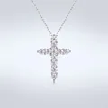Elegant S925 sterling silver cross pendant necklace with sparkling moissanite stones - 11-Stone Cross Style (N12959) / Without Certificate
