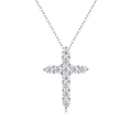 Elegant S925 silver cross necklace with moissanite stones on a delicate cable chain - Moissanite Cross Necklace / 925 Silver / Silver