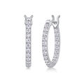 Eleganti orecchini a cerchio in argento 925 con pavé di moissanite a taglio rotondo - Orecchini a Cerchio in Moissanite da 0,9 ct (Senza Certificato)