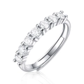 Adjustable S925 sterling silver eternity ring featuring seven round moissanite stones - Half Row Stones Adjustable Ring