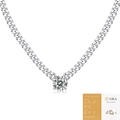 Silver moissanite cuban link pendant necklace with official GRA certification report - 1 Carat Moissanite (With GRA Certificate)