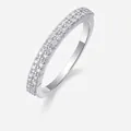 Anillo de eternidad en plata 925 con doble fila de moissanitas y acabado pulido - US 9 / Estilo Pavé de Dos Filas (R13043)