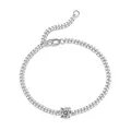 Bracciale cubano in argento 925 con una brillante moissanite rotonda al centro - L13382 Tondo 1ct / Argento 925 (16+5cm)