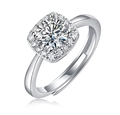 Adjustable S925 sterling silver halo ring with a brilliant round moissanite center stone - Square Halo Style (1ct-R13157) / Adjustable Size