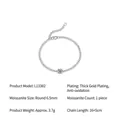 Elegante bracciale cubano in argento 925 con pietra moissanite da 6,5mm finitura argento - L13382 Tondo 2ct / Argento 925 (16+5cm)
