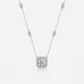 Moissanite pendant necklace in 925 sterling silver with octagon halo and side stones - Octagonal Halo Setting Style (N13297) - 1ct