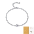 Bracelet gourmette élégant en argent sterling 925 avec moissanite et certificat GRA - L13114 Ovale 1ct (avec certificat GRA) / Argent 925 (16+5cm)