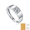 Men's S925 silver moissanite ring with adjustable band and GRA certificate - 0.5 Carat Adjustable Ring (5.0mm) With GRA Certificate