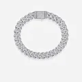 Pulsera de cadena cubana en plata S925 con piedras moissanite y cierre cuadrado - 8mm de Ancho / 18cm
