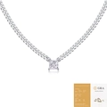 S925 Sterling Silber Moissanit Kuba-Halskette mit Prinzess-Schliff Anhänger und GRA-Zertifikat - 40+5cm / 5.5x5.5mm / Quadratischer Moissanit (mit GRA-Zertifikat/N13139)