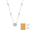 925 silver moissanite necklace with oval cut halo pendant and GRA certificate - Oval Halo Setting Style (N13501) - 1ct (With GRA Certificate)
