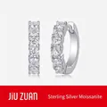 S925 silver hoop earrings with pavé-set moissanite stones in a minimalist design - Silver - Style E13078 (2.5mm * 12 Pcs/Pair)