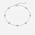 Elegant S925 sterling silver moissanite station bracelet with round cut stones and chain - Moissanite 0.1ct*7 Stones