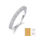 Elegante anillo de plata 925 con engaste pavé de doble fila y piedras de moissanita - US 9 / Estilo Pavé de Dos Filas Con Certificado GRA (R13043)