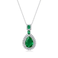 Élégant collier en argent sterling S925 avec pendentif en pierre précieuse vert émeraude poire - Pendentif Émeraude (13x9mm) (N12395) / Argent 925