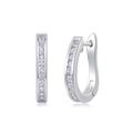 S925 sterling silver U-shaped hoop earrings with square-cut channel-set crystals - E13229 U-Shape Moissanite 22 Stones