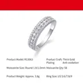 Anillo de plata 925 de tres filas con 58 moissanitas y chapado en oro de alta calidad - US 9 / Estilo Pavé de Tres Filas (R13063)