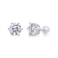 Klassieke S925 sterling zilveren oorknopjes met ronde moissaniet en een zes-klauw zetting - 2ct*2 Moissanite