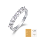 Elegante anillo apilable de plata ley 925 con siete piedras de moissanita brillante - Talla Ajustable / 3.0/10 Puntos * 7 Piedras (Con Certificado GRA)
