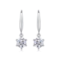 Orecchini pendenti in argento S925 con moissanite rotonda e castone a sei griffe - 1 Carato Moissanite (E13187)