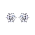 Klassische Sechs-Klauen-Ohrstecker aus S925 Sterlingsilber mit runden Lab-Diamanten - Premium Sechs-Klauen-Stil / 0.5ct*2 Moissanit (Premium)