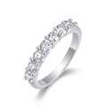 Eternity stackable 925 silver ring with seven round brilliant moissanite stones - Half Circle Diamond / Inner Diameter 15.5MM / US Size 5