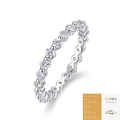 Anillo de eternidad clásico de plata S925 con piedras de moissanita de corte redondo - Talla US 7 / Moissanita de 2.5mm (R13141-con certificado GRA)