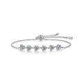 Close-up of S925 sterling silver moissanite bracelet with adjustable slider chain and stones - Moissanite 0.5ct*6 Stones