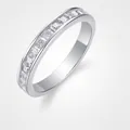 Κομψό δαχτυλίδι s925 από ασήμι με moissanite και τετράγωνη ρύθμιση καναλιού - Μέγεθος US 9 / R13127 Τετράγωνο Στυλ Μωισσανίτη (R13127)