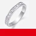 Elegant s925 silver moissanite ring featuring a channel setting of square-cut stones - US Size 9 / R13127 Moissanite Square Style (R13127)