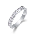 Classic S925 sterling silver ring featuring square-cut sparkling channel-set stones - US Size 5 / Moissanite Style / Silver