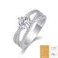 Moissanite ring in S925 silver with GRA certificate and brilliant round cut center stone - US Size 7 / 1 Carat Moissanite (With GRA Certificate)