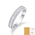 Anello in argento S925 con moissanite a baguette e rotonda e certificato GRA ufficiale - US 7 / Stile Moissanite in Fila (Con Certificato)
