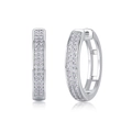 Élégantes boucles d'oreilles créoles en argent S925 avec double rangée de moissanite - Paire / Argent(E13354)