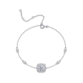 Detailed view of S925 sterling silver bracelet with halo square moissanite setting - Moissanite 1ct + 20 Stones (L13465)