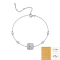 S925 sterling silver moissanite bracelet with square pendant and adjustable spring clasp - Moissanite 1ct + 20 Stones With GRA Cert (L13465)
