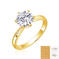 Elegante anello in argento S925 dorato con moissanite a sei griffe e certificato - Taglia US 9 / 1 Carato - Oro (Con GRA)