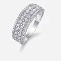 Bague large en argent sterling 925 avec trois rangées de pierres en moissanite - Style Pavage Large Trois Rangs (R13317)