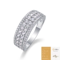 Élégante bague éternité trois rangs en moissanite sur argent sterling 925 poli - Style Pavage Large Trois Rangs Avec Certificat GRA (R13317)
