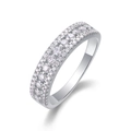Elegante 925 zilveren ring met drie rijen fonkelende rondgeslepen moissanite stenen - US 7 / Drie-Rij Pavé Stijl (R13063)