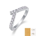 Bague élégante en V en argent 925 avec pierres Moissanite et certificat GRA inclus - Moissanite avec Certificat GRA / Taille US 7