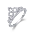 Elegante anello a corona in argento 925 con pavé di moissanite dal design raffinato - Taglia US 9 / Stile a Forma di Corona (R13330)
